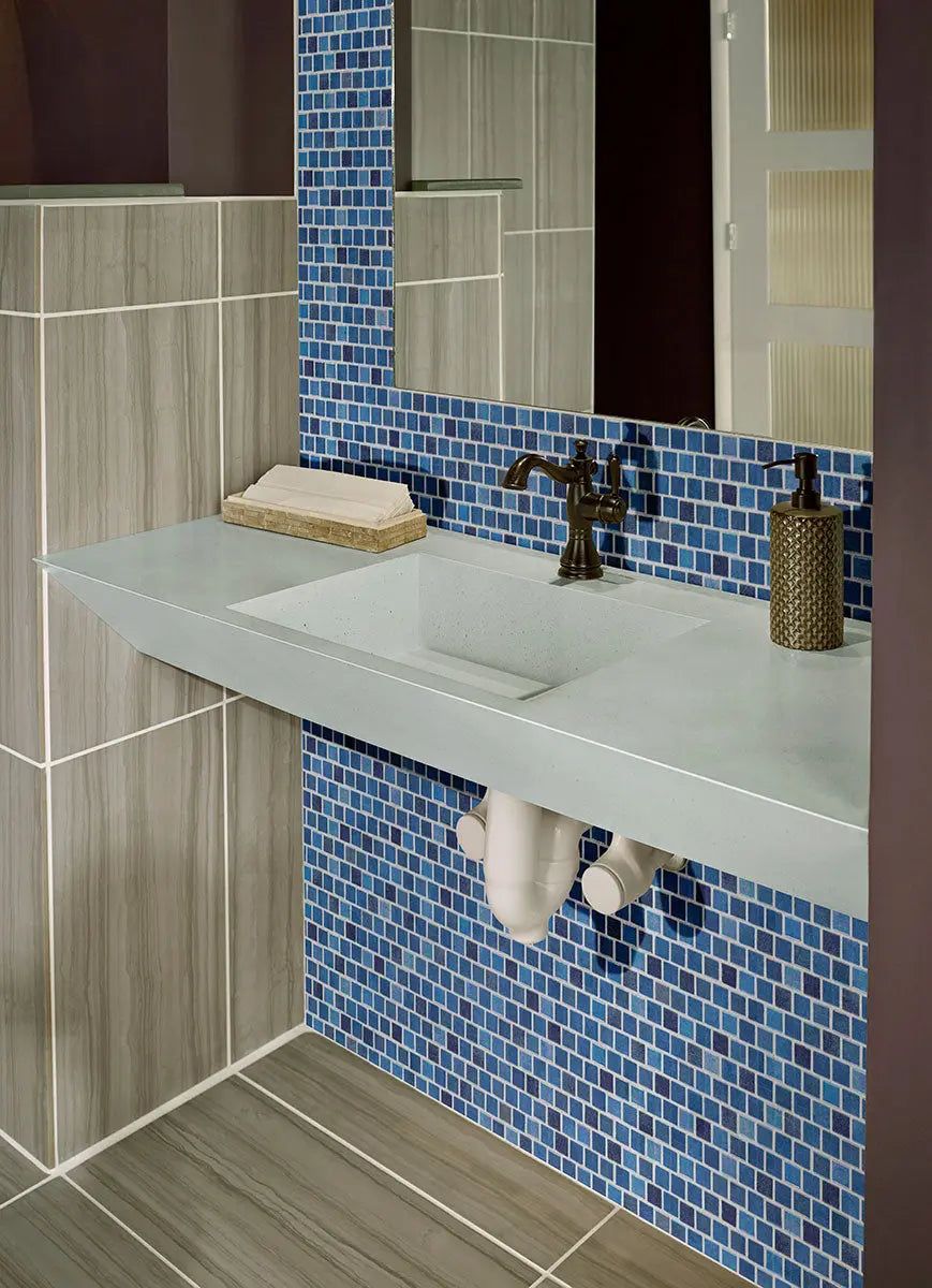 30x30 Blue Glass Mosaic Sheet
